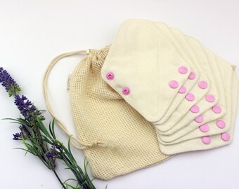 Organic flannel THONG panty liner and cotton mesh wash bag set, Reusable Cloth Pad Everyday use 6", Zero Waste