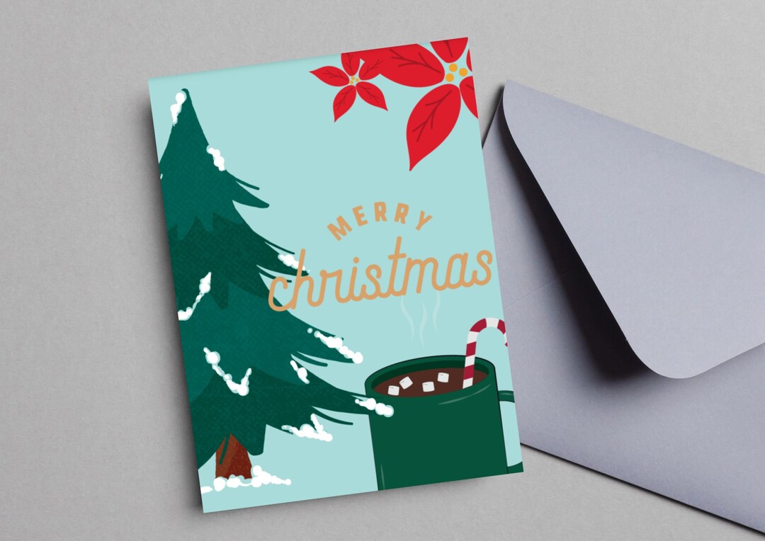 Printable Christmas Card / Merry Christmas / Blank Inside / - Etsy