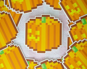 Pixel Pumpkin Sticker