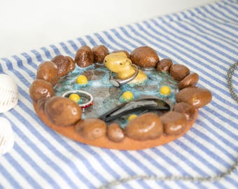 Handmade Ceramic Capybara Onsen Trinket Dish
