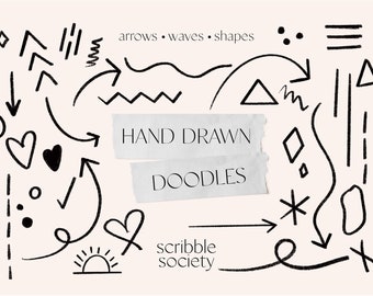 Digital Hand Drawn Doodles Clipart For Photoshop, Canva, Etc. | Scribble Society