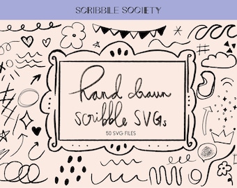 Hand Drawn Doodles and Scribbles SVG, Heart Doodle SVG, Arrow SVG Cut Files For Cricut, Doodle Clipart