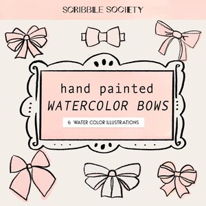 Pink Watercolor Bows - Bow Clipart - Watercolor Bows - Watercolor Ribbons - Pink Bows Instant Digital Download