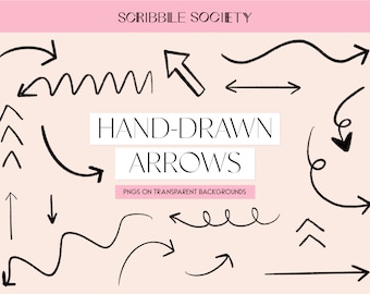 Digital Hand Drawn Black Arrow PNG and SVG