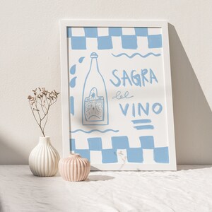 Cartel de vino vintage / Arte de pared italiano dibujado a mano, cartel de vino italiano sagra del vino, arte de pared italiano vintage, arte de pared del festival del vino