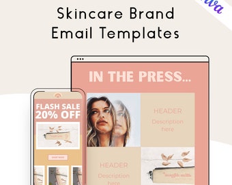 Skincare Beauty Brand Email Marketing Template Bundle for Canva, Email Marketing, Canva Newsletters, not HTML | Scribble Society