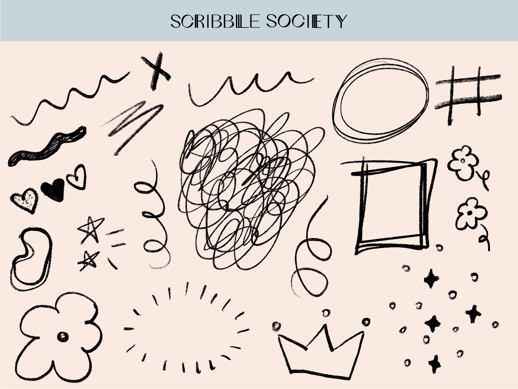 Digital Hand Drawn Scribbles Pngs for Photoshop, Canva, Note Taking ...