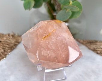 Grade AAA Golden Healer Rose Quartz Freeform with Star Light - A Celestial Beacon of Love and Healing, GRC26, 190g