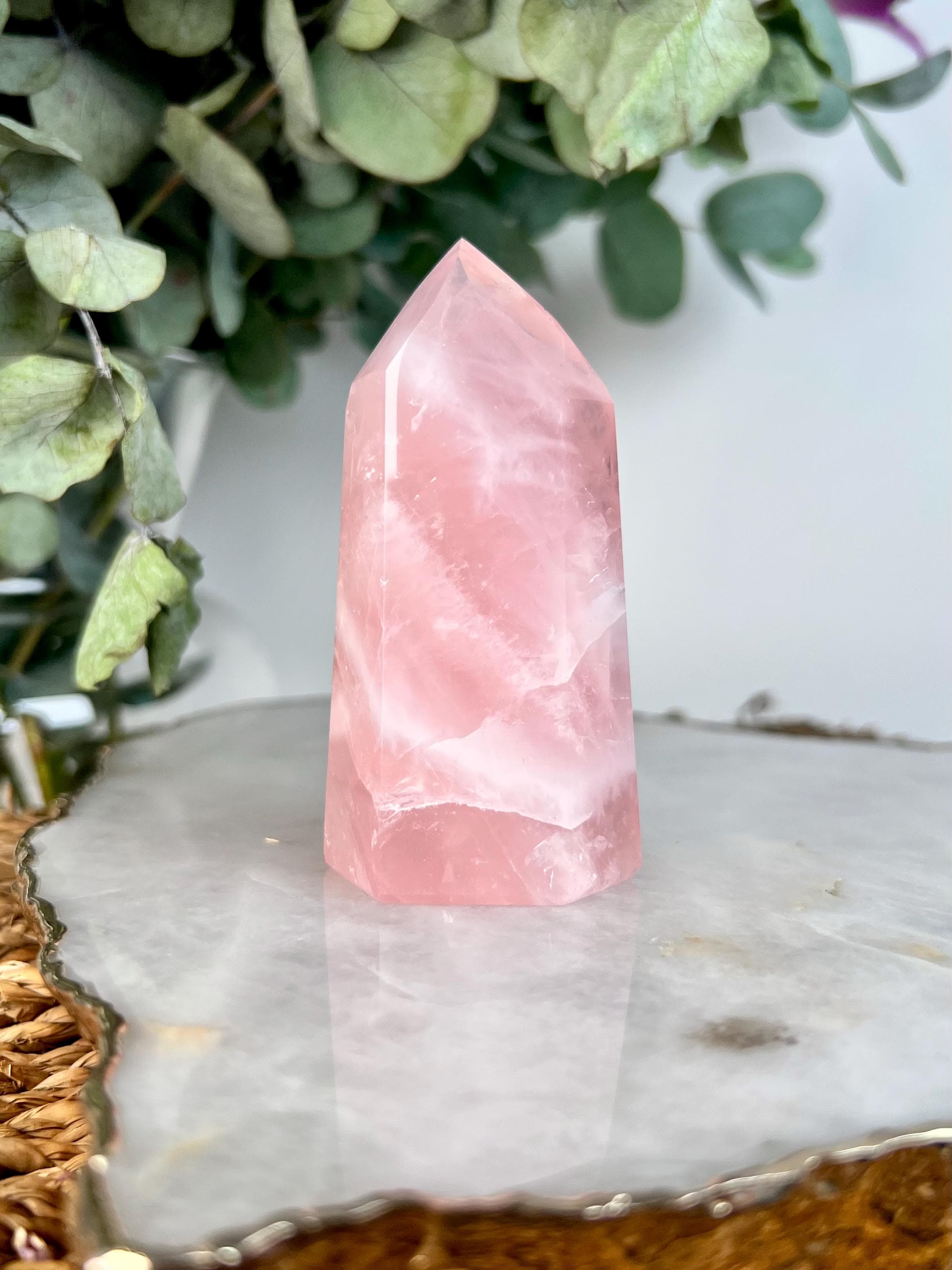 Grade AA+ Natural Rose Quartz Tower – Emotional Healing & Self
