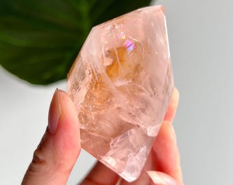 Grade AAA Golden Healer Rose Quartz Freeform with Rainbows - A Celestial Beacon of Love and Healing, GRC59, 111g