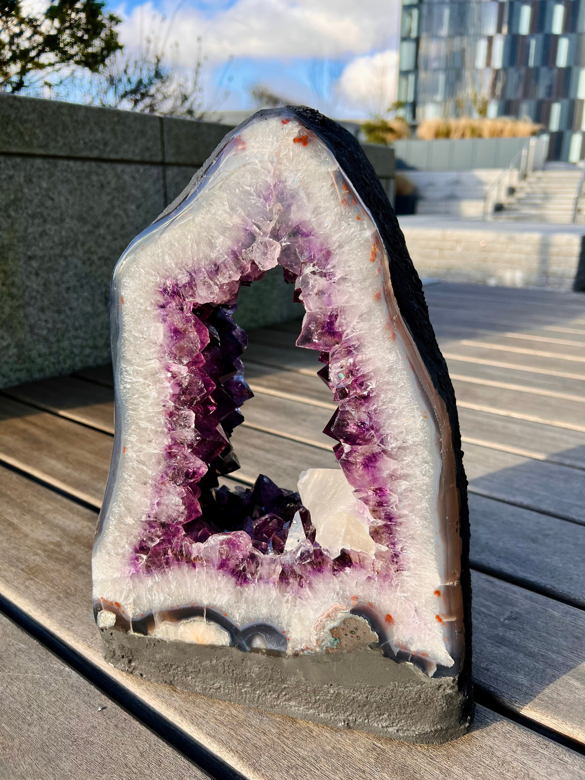 Grade AAA Brazil Amethyst Portal With Large Calcite Point and