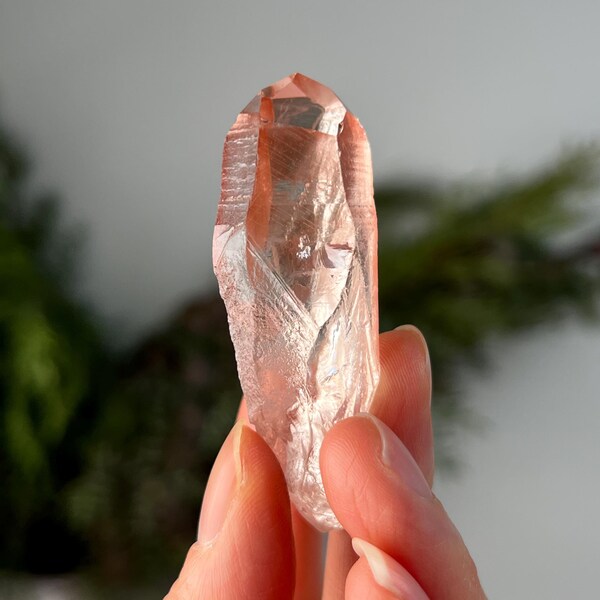 AA natuurlijke roze Lemurische kwartspunt | uit Bahia, Brazilië | Energetisch geactiveerd: PLL63, 23 g