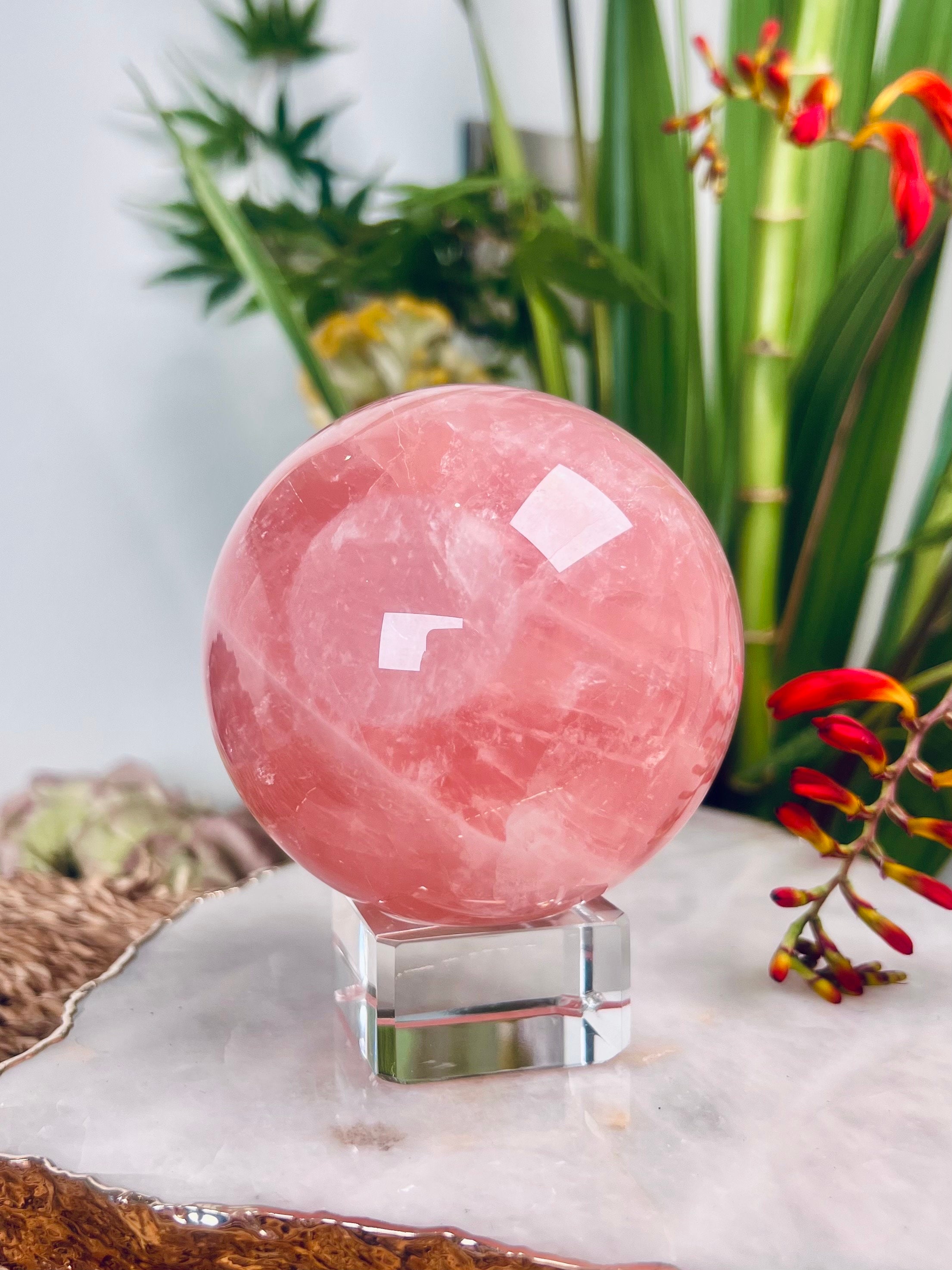 Hot Pink Crystal Ball, Love Stone Sphere, Fairy Pink Crystal Ball