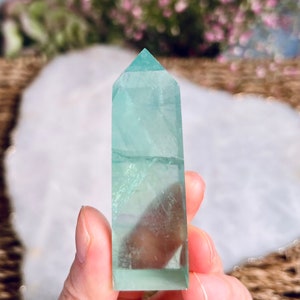 Grade AAA Rainbow Fluorite Tower, Green and Purple Fluorite, Rainbow Crystal, Crystal Healing Home Decor 69g GPF04