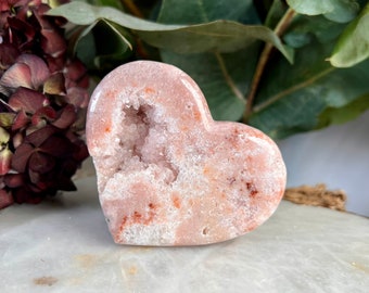 Grade AAA Natural Pink Amethyst Heart with Geode, Druzy & Hematite - Emotional and Spiritual Healing Powerhouse 390g
