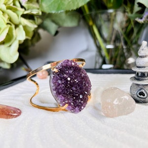 Grade AAA Natural Purple Amethyst Bangle Bracelet, Handmade in Brazil