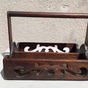 Antique French Antique Wooden Rustic Tool Box / Wooden Trug / wood basket