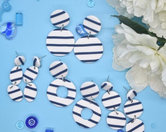 NAUTICAL STRIPES~ polymer clay earrings