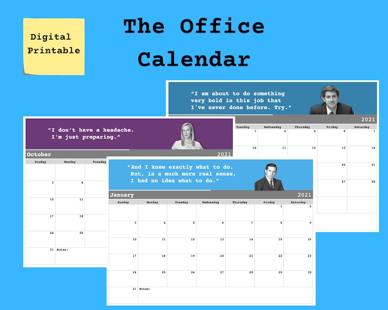 The Office TV Show Calendar . Dunder Mifflin Calendar . Etsy