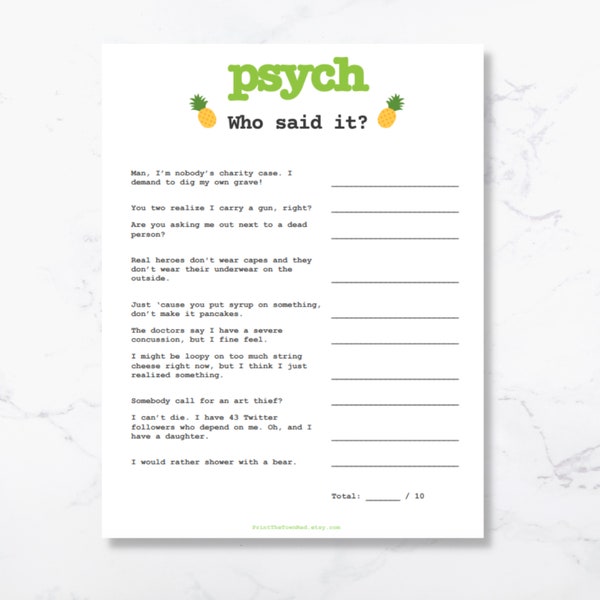 Psych The Show Themed Party Etsy UK