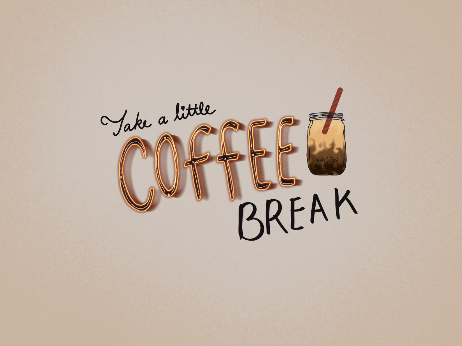 Take a Little Coffee Break Simple Aesthetic Digital wallpaper Etsy