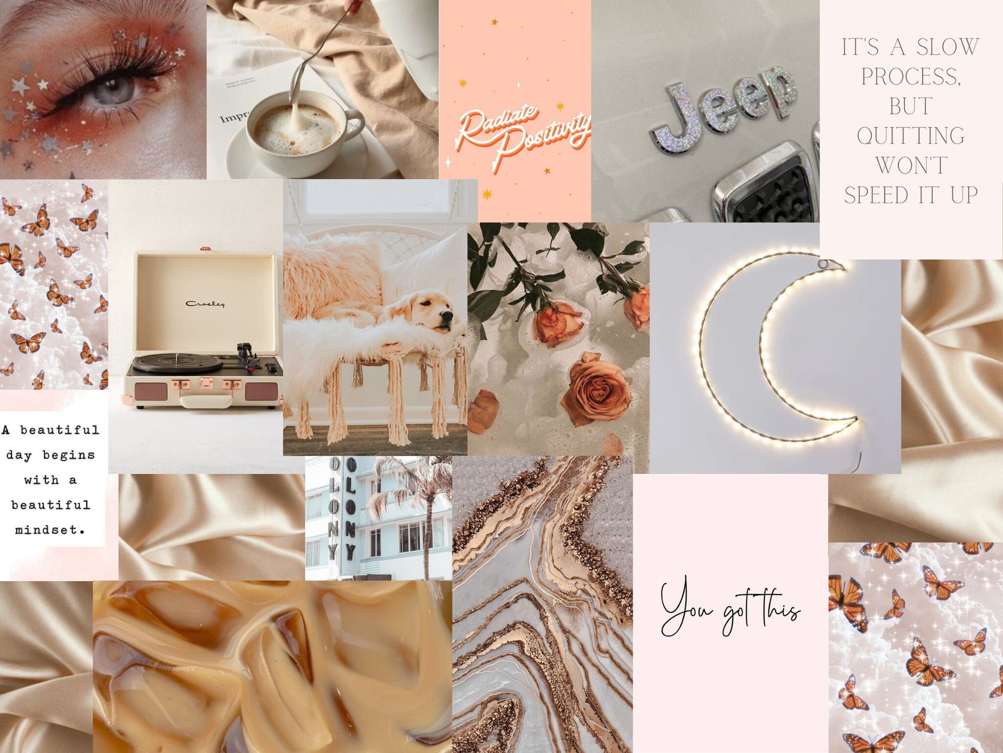 Aesthetic Neutral Pink Digital Wallpaper Collage Ipad Etsy