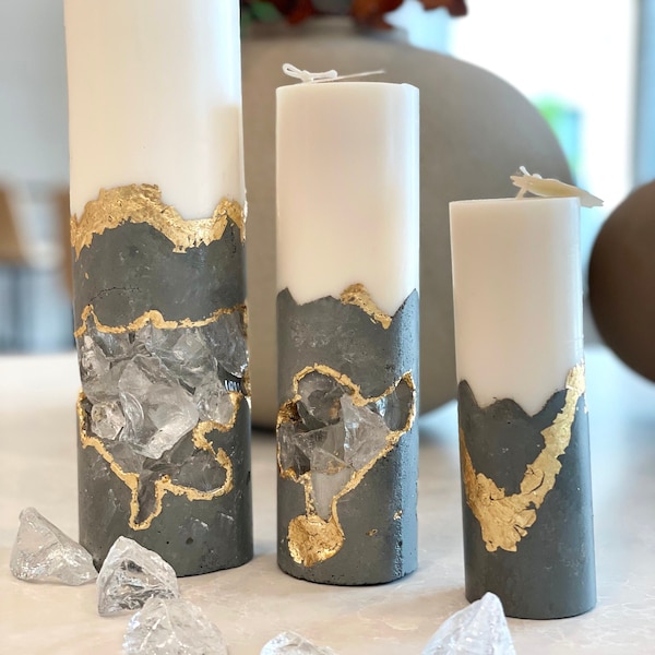 concrete candle/modern candle/loft candle/home decor candle/candle gift set/soy candle/unic candle/gold candle/crystal candle/glass stone