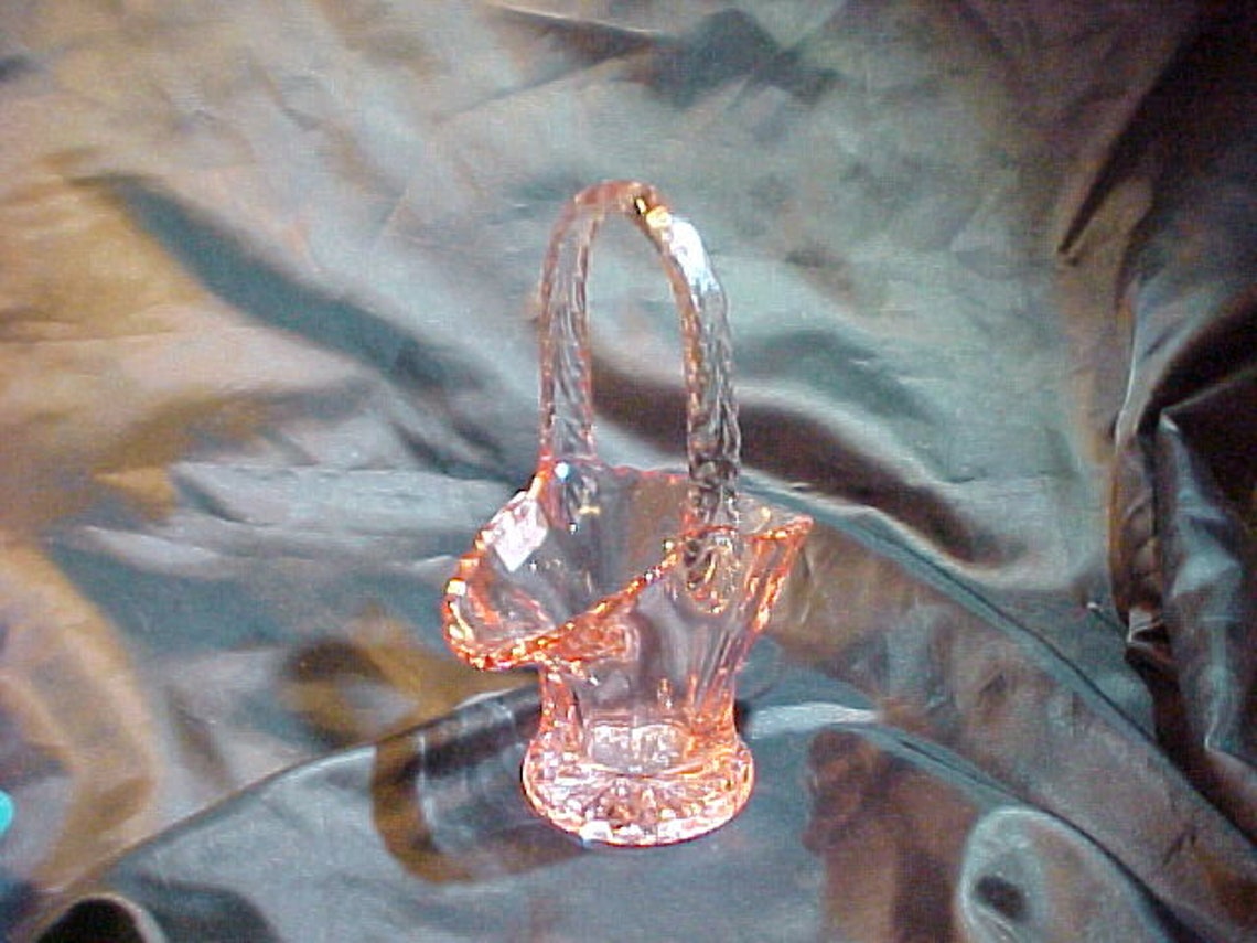 Westmoreland. Pink Glass Basket 7 Tall in Great Shape No Etsy