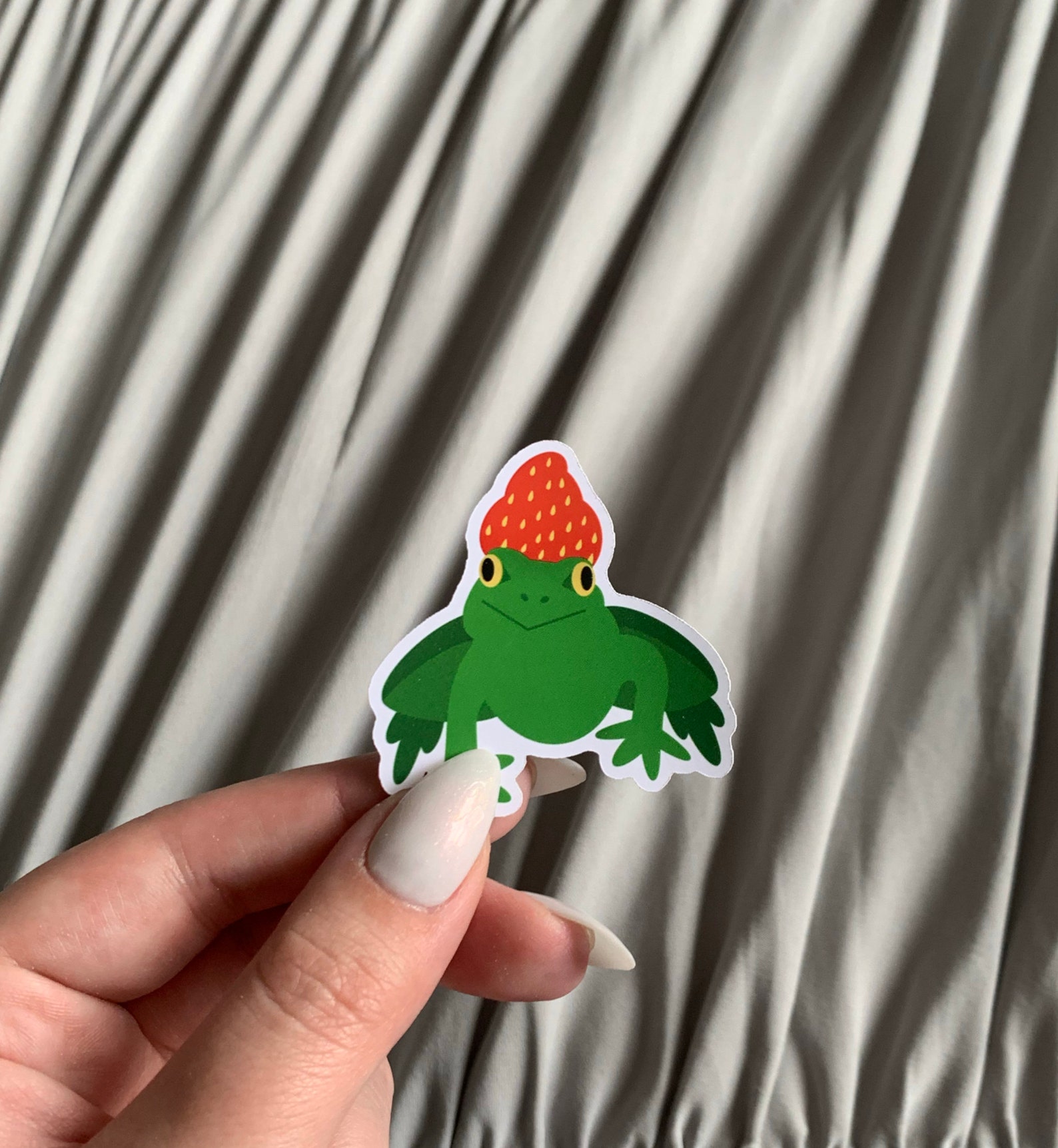 Strawberry Hat Frog Die-cut frog stickers frogs with hats | Etsy