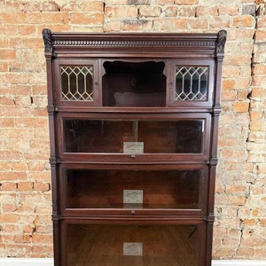 Antique Globe Wernicke Ideal 598 Leaded Cabinet Barrister Bookcase
