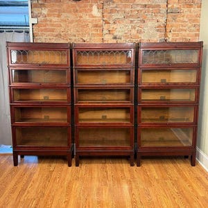 Antique Globe Wernicke 398 Leaded Barrister Bookcase Set