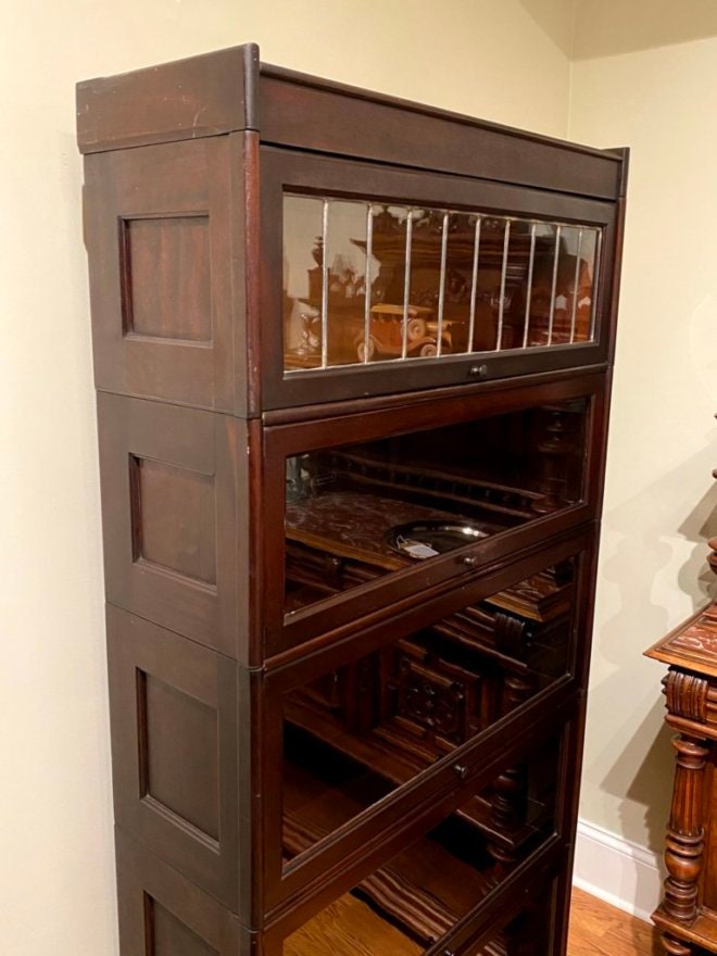 Antique Widman Barrister Bookcase With Leaded Glass Etsy