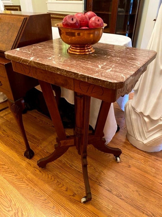 Antique Eastlake Marble End Table Etsy