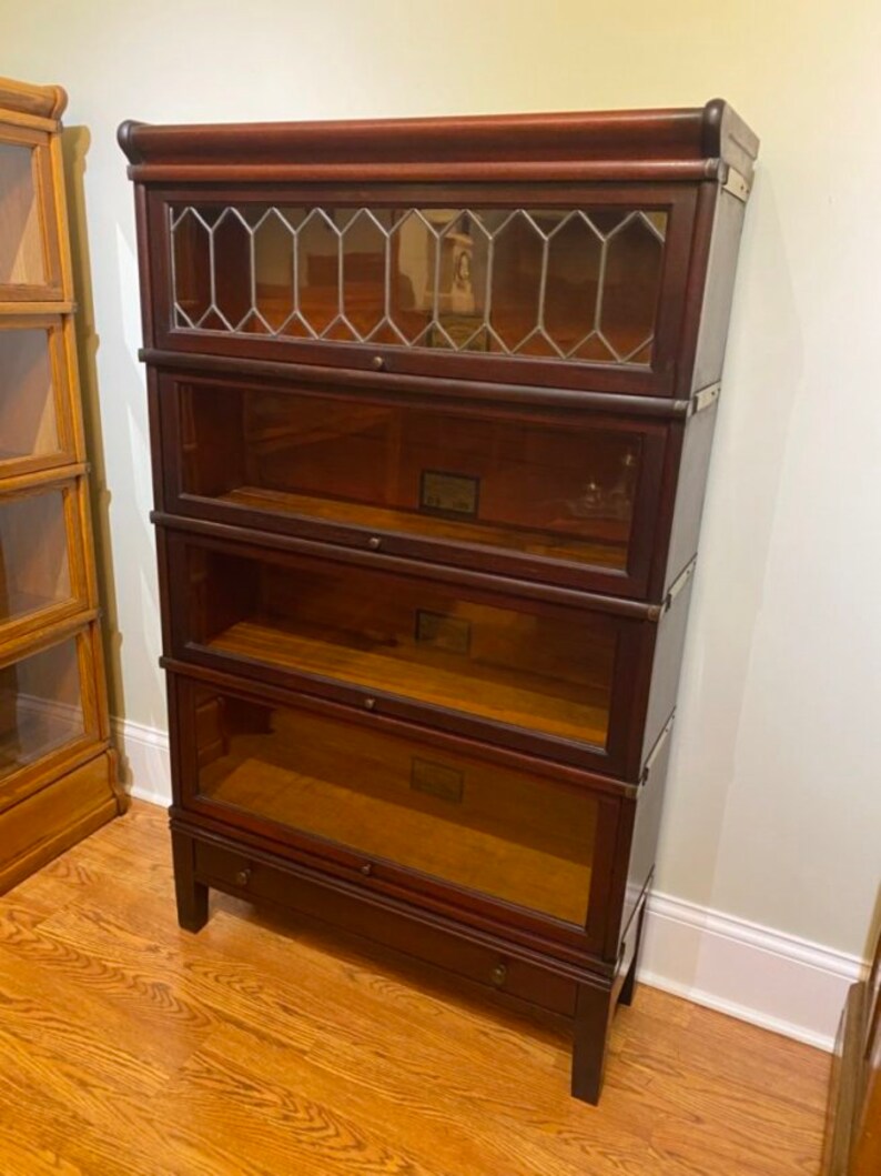 Antique Globe Wernicke 598.5 Leaded Barrister Bookcase Etsy