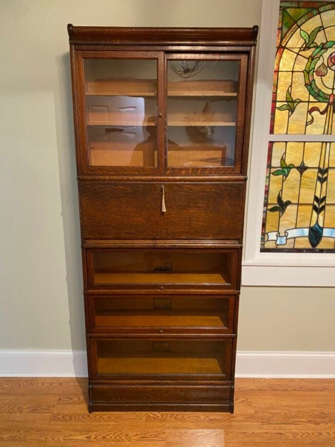 Antique Globe Wernicke Barrister Bookcase Desk and Shelf Etsy