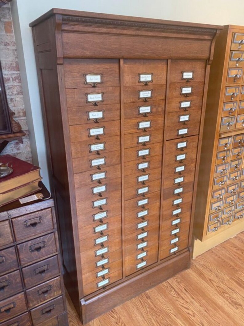 Antique M. Ohmer's Sons Sliding Drawer File Cabinet - Etsy