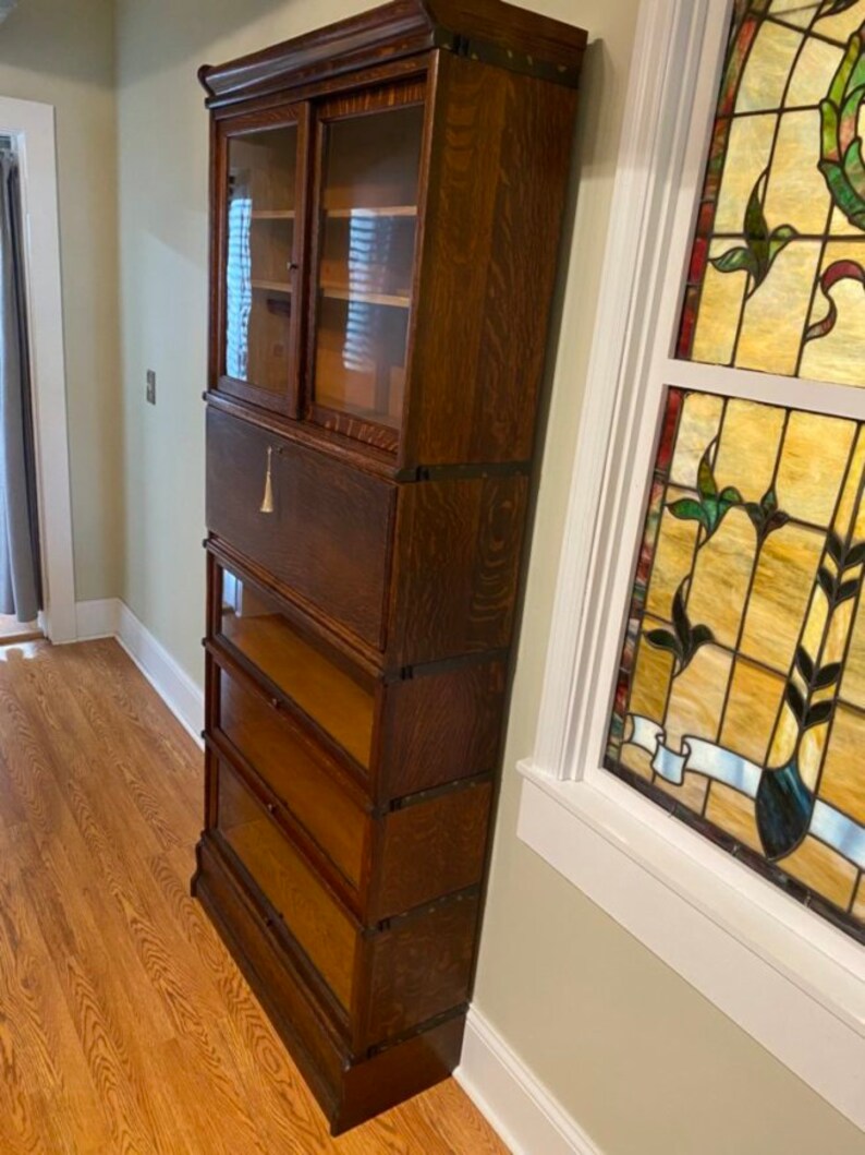 Antique Globe Wernicke Barrister Bookcase Desk and Shelf Etsy