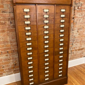 Antique M. Ohmer's Sons Sliding Drawer File Cabinet - Etsy
