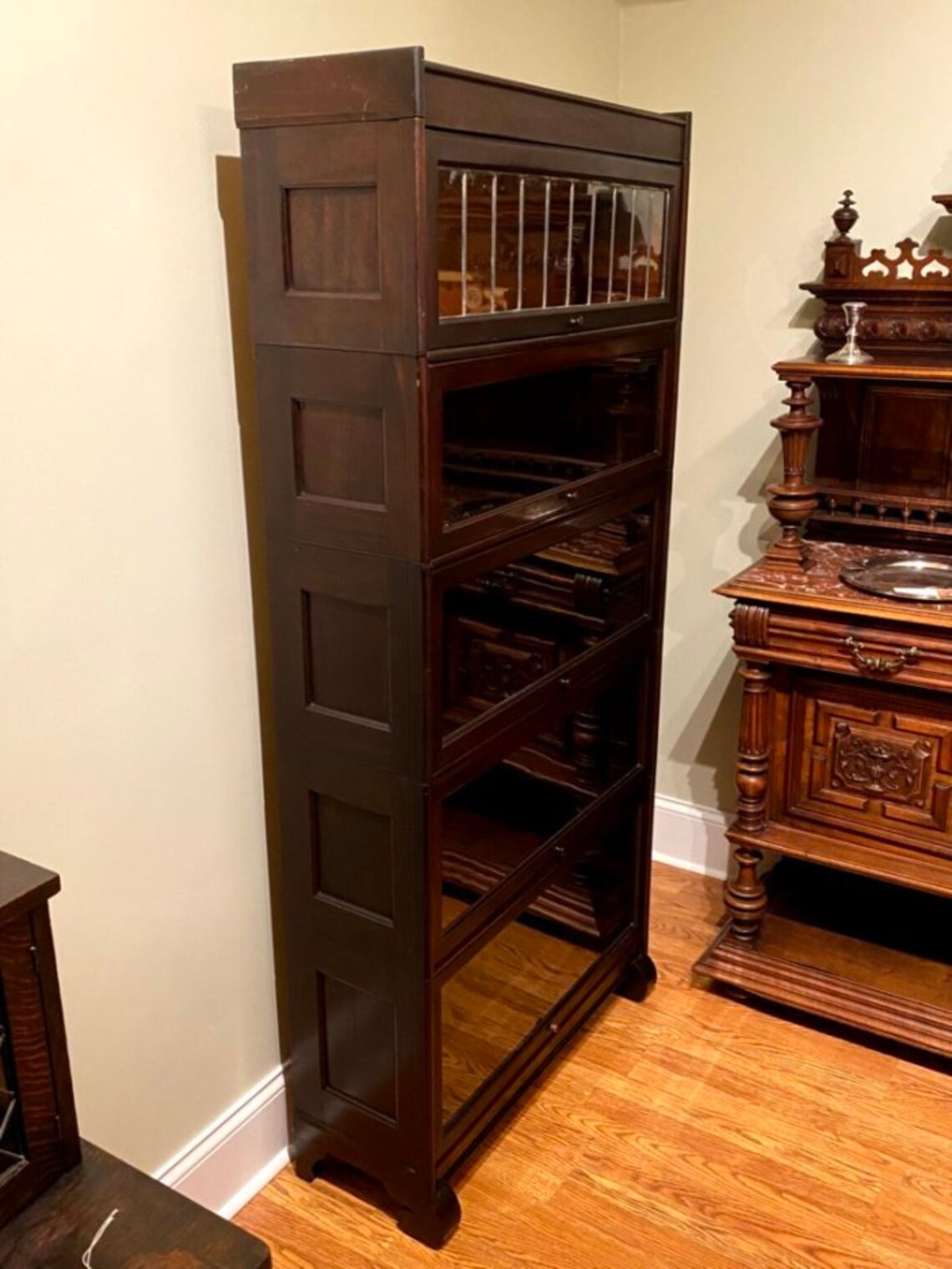 Antique Widman Barrister Bookcase With Leaded Glass Etsy
