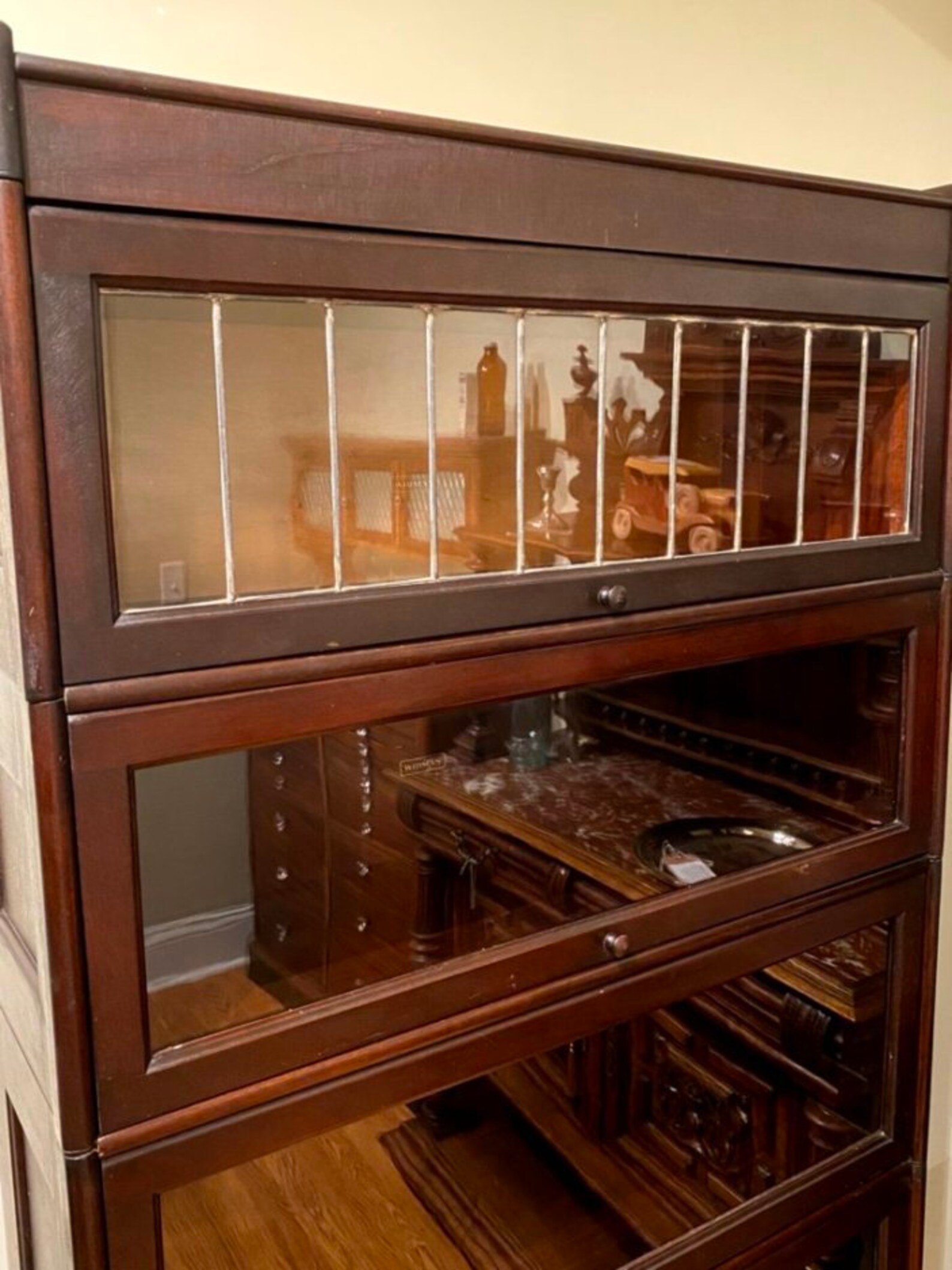 Antique Widman Barrister Bookcase With Leaded Glass Etsy