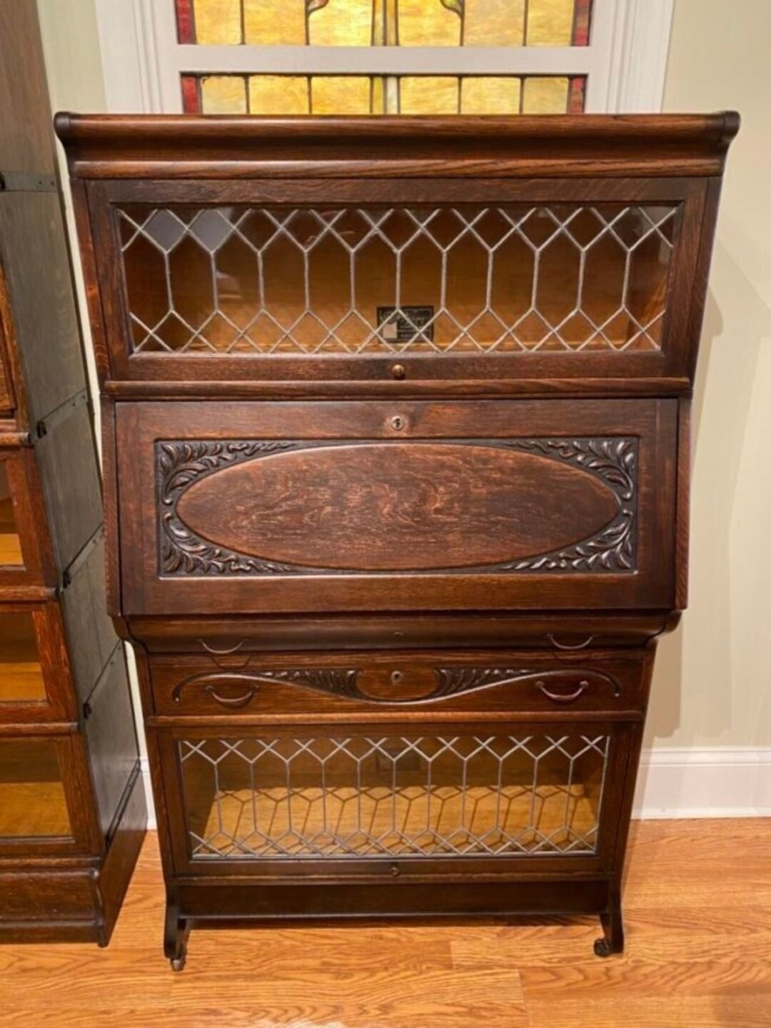 Antique Viking Leaded Barrister Bookcase and Secretary Etsy