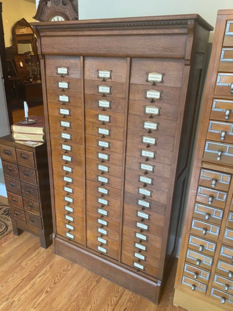 Antique M. Ohmer's Sons Sliding Drawer File Cabinet - Etsy