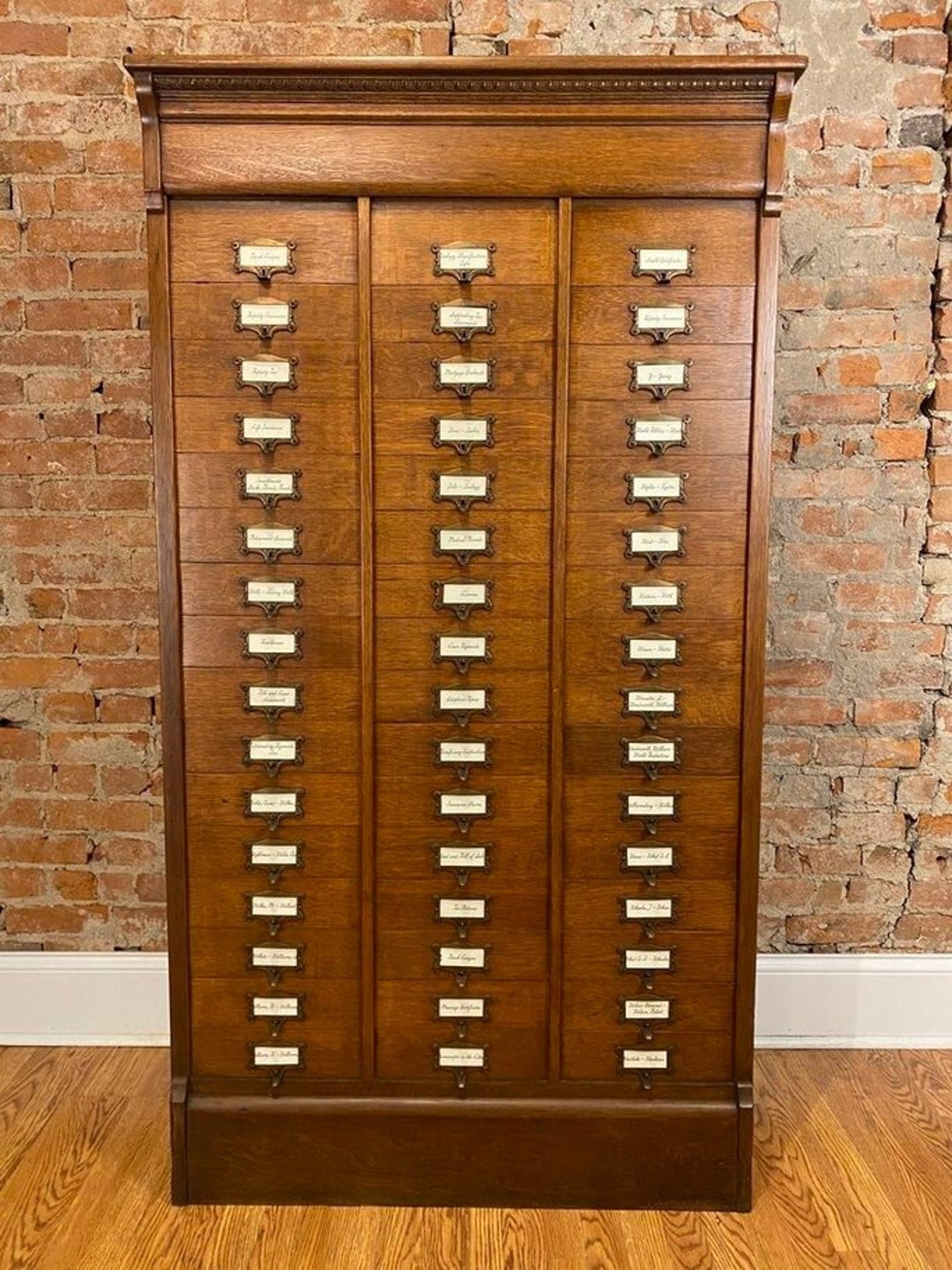 Antique M. Ohmer's Sons Sliding Drawer File Cabinet - Etsy