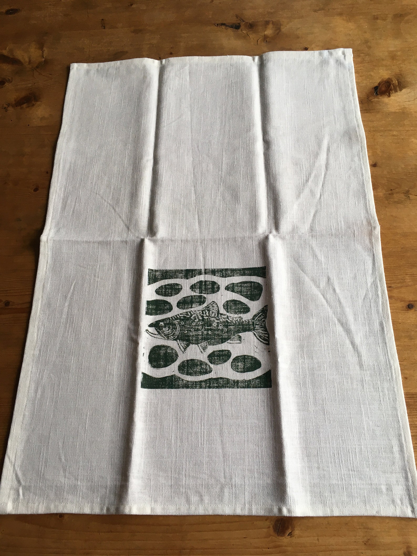 Dish towel with block print Etsy