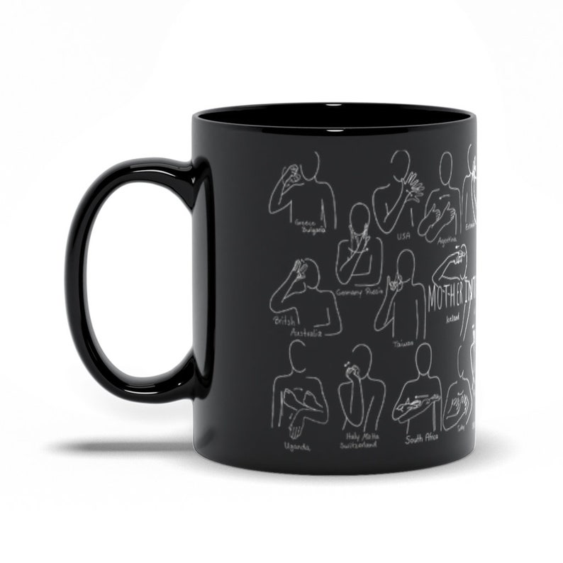 20 Mother Sign Language Black Mugs Mother's Day Gift Etsy