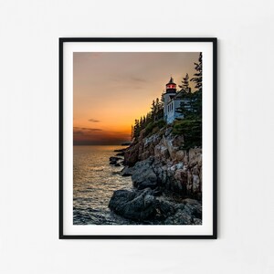 Acadia National Park Print | Bass Harbor Head Lighthouse | Sunset Photo | National Park Prints | Maine Print | Nature Prints