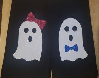 2 Glitter Ghost Black Dish Towels