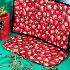 Apple Print Kitchen Trivet Hot Pad: Quilted Cotton, Heat Resistant