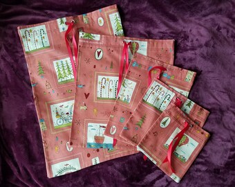 Handmade Christmas Holiday Reusable Gift Bags from XS to XL - Home for the Holidays