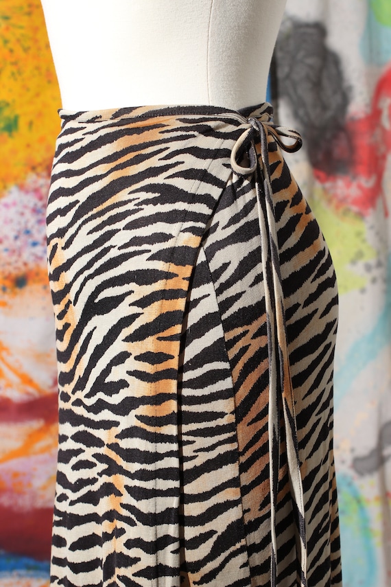 90s Silk Animal Print Wrap Maxi Skirt